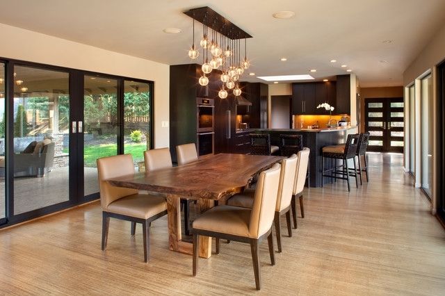 2017 Mid 60's Portland Ranch – Edic Residence Remodel – Contemporary Pertaining To Lighting For Dining Tables (View 13 of 20)