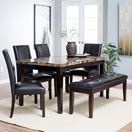2017 Palazzo 3 Piece Dining Table Sets With Regard To Amazon: Finley Home Palazzo 6 Piece Dining Set With Bench (Photo 1 of 20)