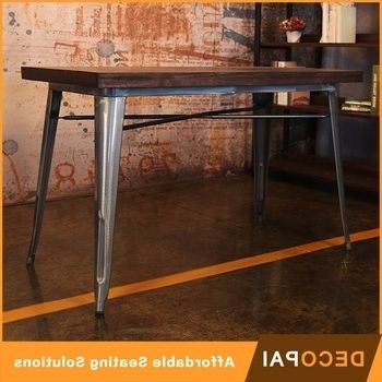 2018 Dining Tables 120x60 Intended For 120x60 Bordered Desktop Elm Wood And Iron Dining Table – Buy Dining (Photo 8 of 20)