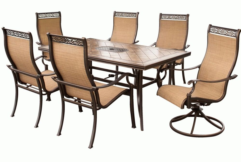 2018 Hanover Monaco7pcsw Monaco 7 Piece Outdoor Dining Set, 4 Dining With Regard To Monaco Dining Sets (View 9 of 20)