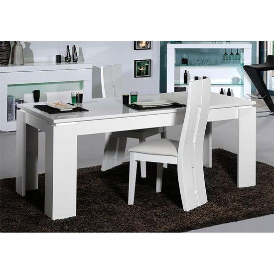 2018 High Gloss White Dining Chairs Regarding Fiesta High Gloss 6 Seater Dining Table And Chairs  (View 13 of 20)