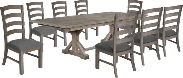 2018 Hudson Weathered 9 Piece Dining Set – Transitional – Dining Sets With Walden 9 Piece Extension Dining Sets (Photo 12 of 20)