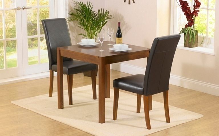 2018 Two Seater Dining Tables And Chairs In Dark Wood Dining Table Sets (View 3 of 20)