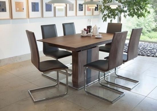 2018 Walnut Dining Table And 6 Chairs Inside Almara Walnut Extending Dining Table + 6 Chairs (Photo 1 of 20)