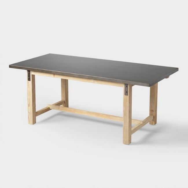 2018 Wyatt Metal Top Wood Dining Table In Wyatt Dining Tables (View 3 of 20)