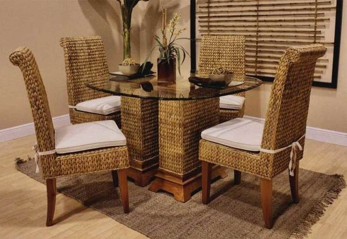 5. Dining Table And Wicker Chairs Rattan Wicker Dining Room Chairs Within Preferred Rattan Dining Tables And Chairs (Photo 4 of 20)