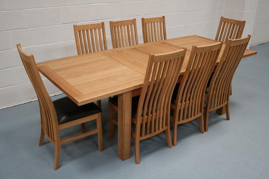 8 Seater Oak Dining Table Set (Photo 4 of 20)