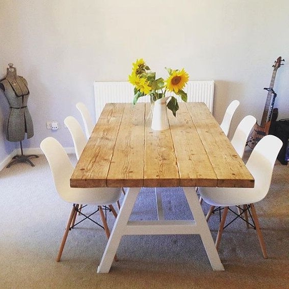 8 Seater White Dining Tables With Regard To Popular Reclaimed Industrial Chic A Frame 6 8 Seater Solid Wood & Metal (View 18 of 20)