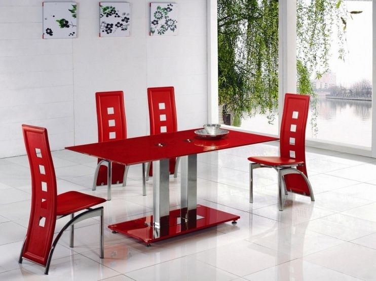 Alba Small Red Glass Dining Table With Alison Dining Chair For Best And Newest Glass Dining Tables 6 Chairs (View 8 of 20)
