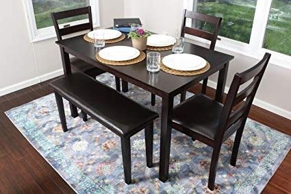 Amazon – 4 Person – 5 Piece Kitchen Dining Table Set – 1 Table In Widely Used Kitchen Dining Sets (Photo 3 of 20)