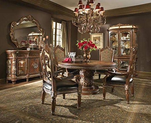 Amazon – Aico Villa Valencia Casual Dining Room Set With Dining Within Favorite Valencia 5 Piece 60 Inch Round Dining Sets (View 7 of 20)