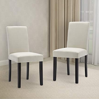 Amazon – Lssbought Set Of 2 Classic Fabric Dining Chairs Dining Throughout Widely Used Fabric Dining Room Chairs (Photo 1 of 20)