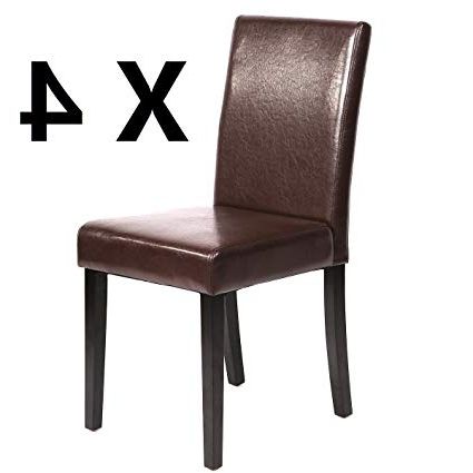 Amazon – Paylesshere Set Of 4 Urban Style Leather Dining Chairs With Regard To Preferred Brown Leather Dining Chairs (Photo 15 of 20)