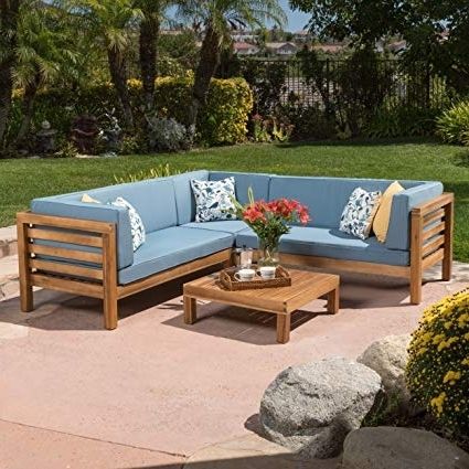 Amazon: Ravello Outdoor Patio Furniture ~ 4 Piece Wood Outdoor With Regard To Most Popular Benton 4 Piece Sectionals (View 11 of 15)