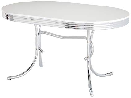 Amazon – Retro Oval Dining Table White And Chrome – Tables Throughout Most Up To Date Chrome Dining Sets (View 20 of 20)