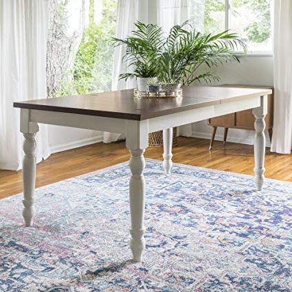 Amazon: We Furniture 60" Solid Wood Turned Leg Dining Table Within Famous Dining Tables With White Legs (Photo 6 of 20)