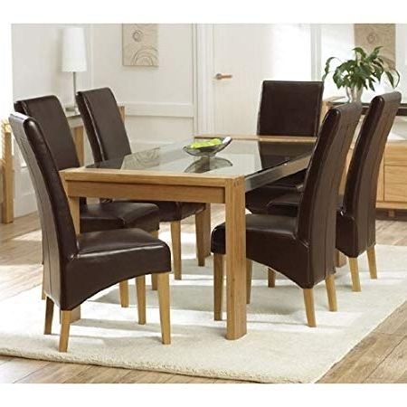 Arturo 150cm Oak Glass Top Dining Table + 6 Roma Dining Chairs Intended For Well Known Oak Glass Top Dining Tables (Photo 3 of 20)