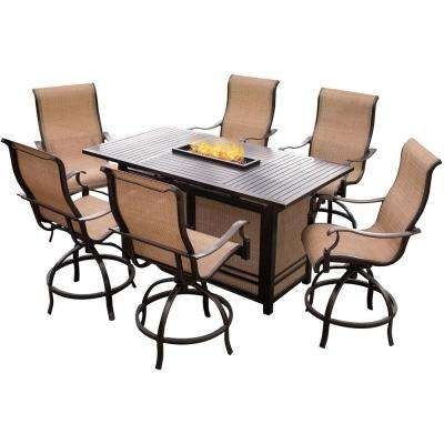 Bar Height – Outdoor Bar Furniture – Patio Furniture – The Home Depot Regarding Most Recently Released Laurent 7 Piece Rectangle Dining Sets With Wood Chairs (View 6 of 20)