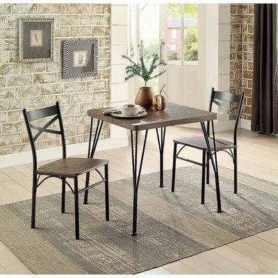 Best And Newest Laurel Foundry Modern Farmhouse Guertin 3 Piece Dining Set Chair For Jaxon Grey 5 Piece Extension Counter Sets With Fabric Stools (View 10 of 20)