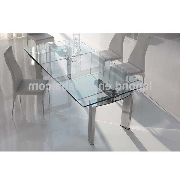 Best And Newest N128 Sharp Glass Extendable Dining Table Designs,new Design Products Intended For Glass Folding Dining Tables (Photo 6 of 20)