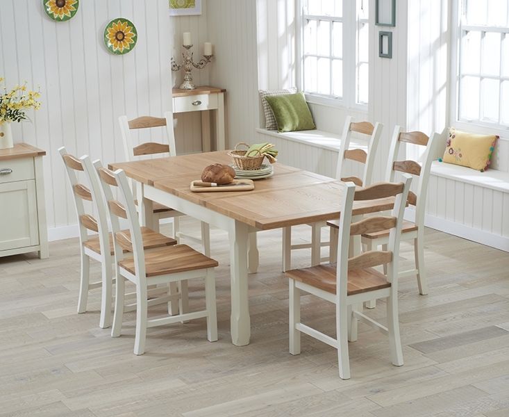 Best And Newest Somerset 130cm Oak And Cream Extending Dining Table With Chairs Pertaining To Extendable Dining Tables Sets (Photo 17 of 20)