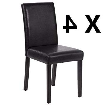 Black Dining Chairs Throughout Well Known Amazon: Set Of 4 Urban Style Leather Dining Chairs With Solid (View 17 of 20)