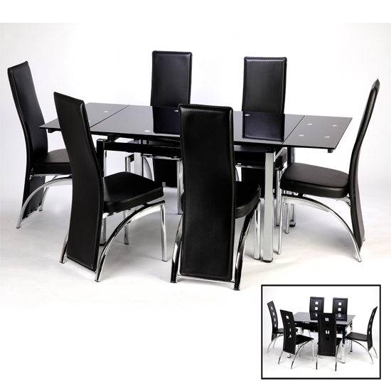 Black Dining Tables Throughout Recent Sarah Extending Dining Table And Chairs In Black 15394 (Photo 9 of 20)