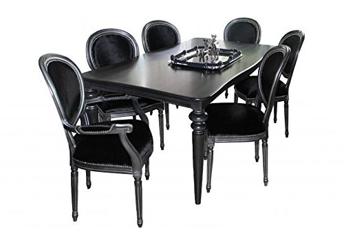 Black Extendable Dining Tables Sets Inside Most Up To Date Casa Padrino Design Dining Room Set Black/silver – Extendable Dining (Photo 9 of 20)