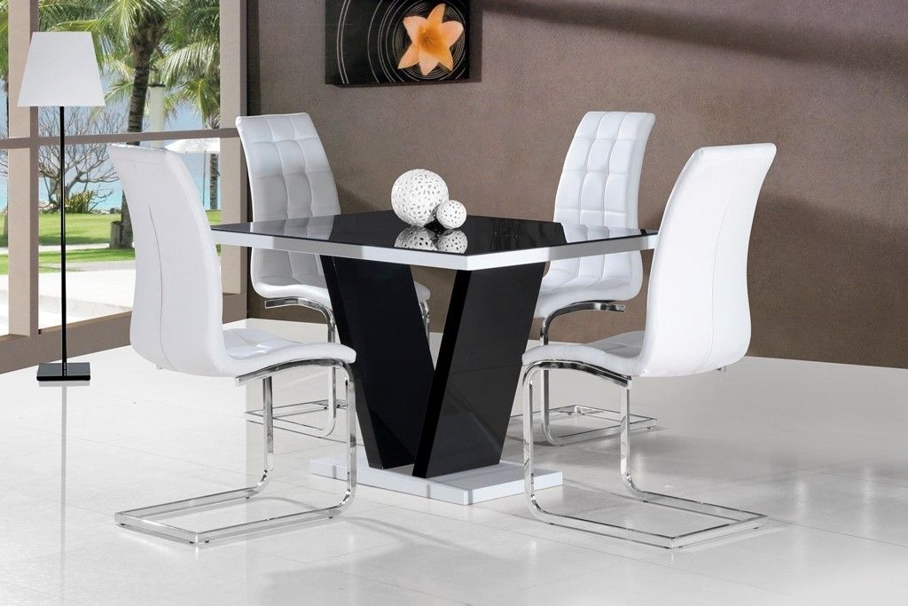 Black Gloss Dining Tables And Chairs In Popular Mozart Black High Gloss Dining Table 120cm Or 160cm (Photo 11 of 20)