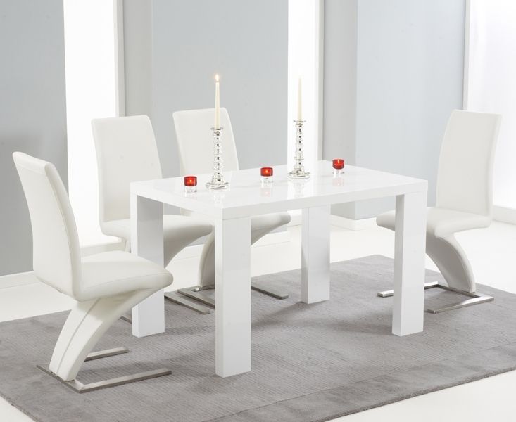 Black Gloss Dining Tables And Chairs Pertaining To Preferred Monza 120cm White High Gloss Dining Table With Hampstead Z Chairs (View 18 of 20)