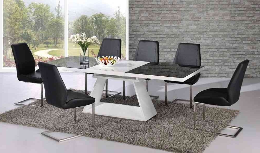 Black Gloss Extending Dining Tables With Regard To Popular White High Gloss Extending Dining Table With 8 Chairs – Glass Top (Photo 19 of 20)