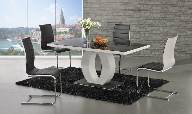 Black High Gloss Dining Chairs In Widely Used Polo Glass White High Gloss Dining Table 6 Chairs – Homegenies (View 15 of 20)