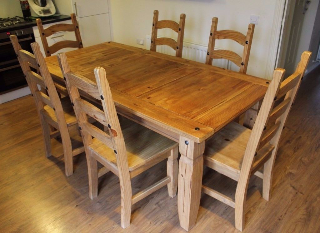 Brazil Oak Dining Table, 6 Chairs And Side Table Setpier 1 With Well Known Oak Dining Set 6 Chairs (Photo 12 of 20)