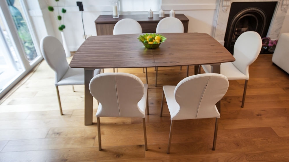 Brushed Metal Legs Inside Popular Walnut Dining Tables And Chairs (Photo 1 of 20)