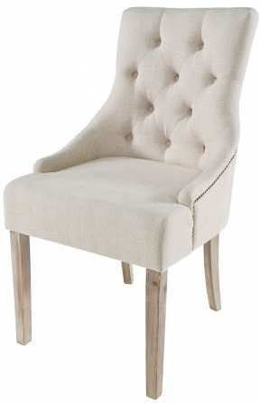 Button Back Dining Chairs Throughout 2017 Button Back Upholstered Chair Oatmeal Fabric With Wooden Legs (View 8 of 20)