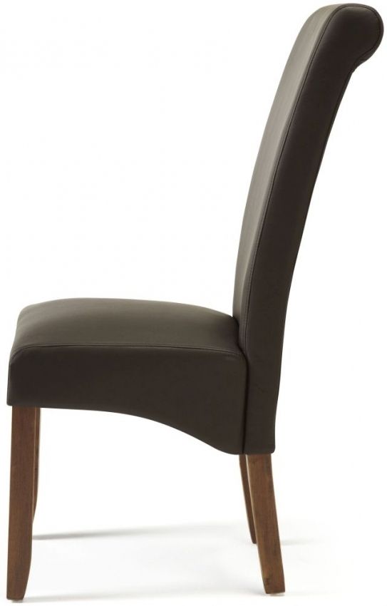 Buy Serene Kingston Brown Faux Leather Dining Chair With Walnut Legs Inside Trendy Purple Faux Leather Dining Chairs (View 5 of 20)