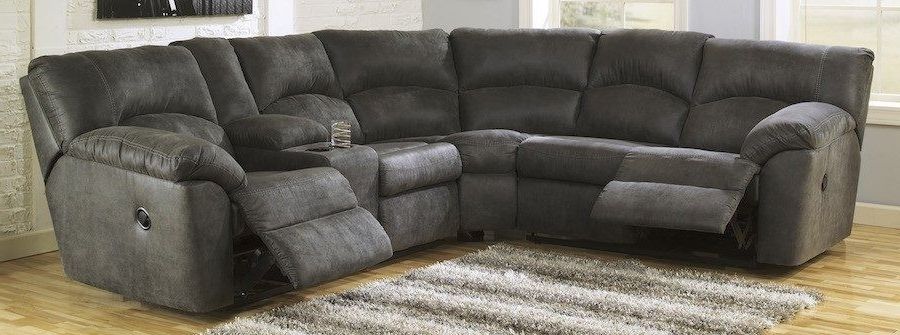 Calder Grey 6 Piece Manual Reclining Sectionals Pertaining To Latest Grey Reclining Sectional Calder 6 Piece Manual Living Spaces 89989  (View 2 of 15)