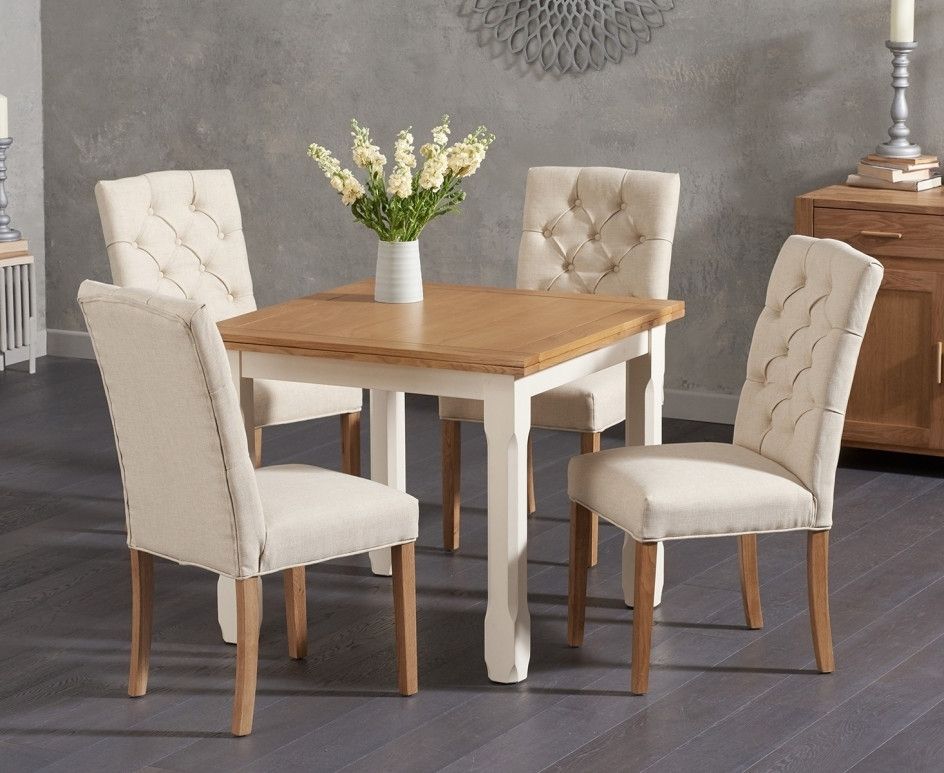 Candice Ii 6 Piece Extension Rectangle Dining Sets With Trendy Somerset 90cm Flip Top Oak And Cream Dining Table With Candice Cream (View 9 of 20)