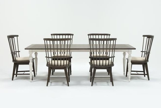 Featured Photo of Top 20 of Candice Ii 7 Piece Extension Rectangular Dining Sets with Uph Side Chairs