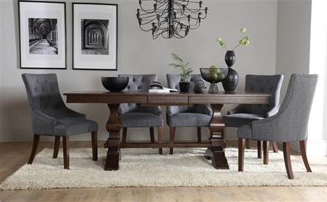 Cavendish Dark Wood Extending Dining Table With 8 Bewley Silver Inside Most Recent Dark Wood Dining Tables (View 4 of 20)