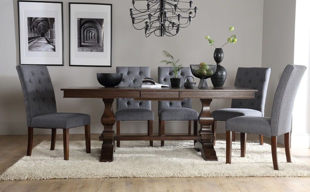 Cavendish & Hatfield Extending Dark Wood Dining Table & 4 6 8 Chairs Throughout Newest Dark Wood Dining Tables And 6 Chairs (View 7 of 20)