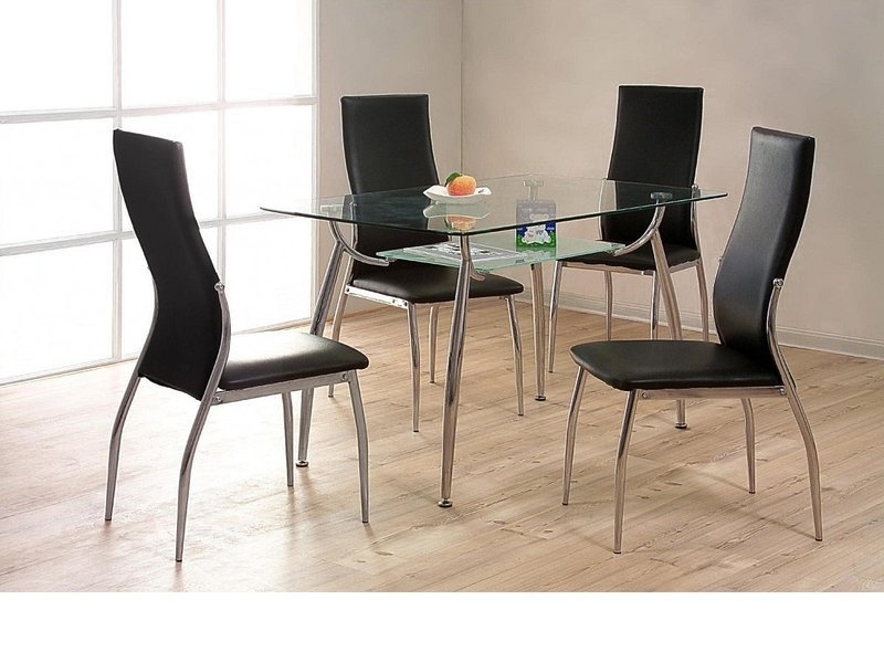 Cheap Glass Dining Tables And 4 Chairs For Trendy Glass / Chrome Dining Table And 4 Chairs – Homegenies (Photo 3 of 20)