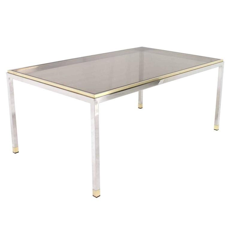 Chrome Glass Dining Tables Within Most Popular Bronze And Chrome Dining Table With Smoked Glass Top For Sale At 1stdibs (Photo 10 of 20)