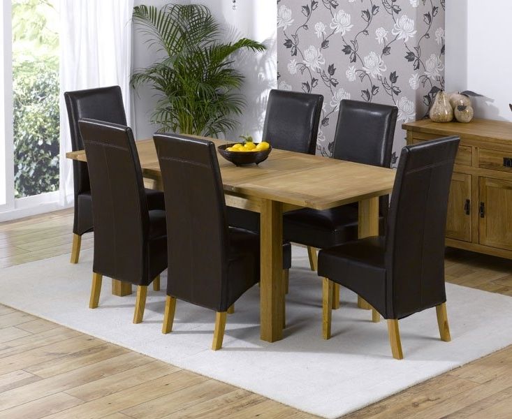 Cipriano Extending Oak Dining Table And 6 Leather Chairs With Famous Oak Dining Tables And Leather Chairs (View 1 of 20)