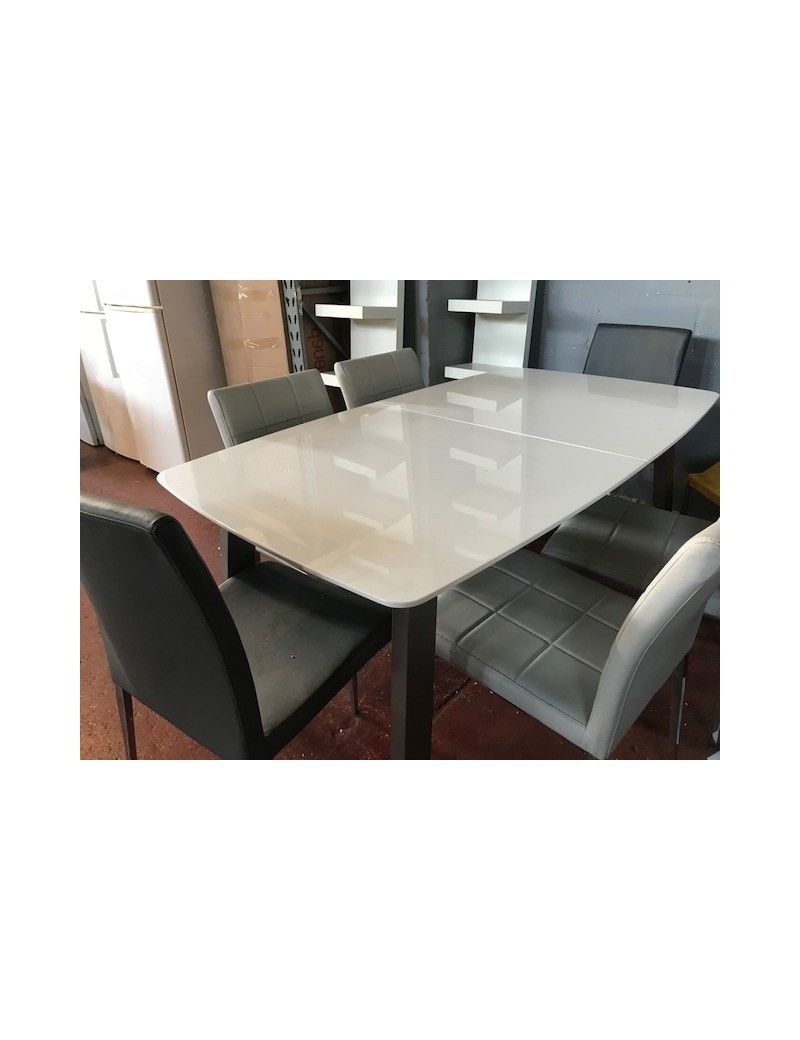 Clearance Stock High White Gloss Extendable Modern Dining Table Throughout Best And Newest Brushed Metal Dining Tables (View 10 of 20)