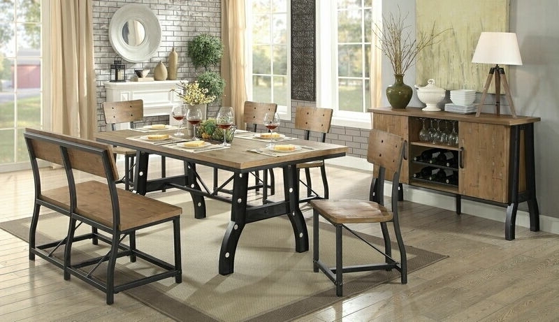 Cm3573t 6pc 6 Pc Kirstin Industrial Style Metal Trestle Base With Within Latest Kirsten 6 Piece Dining Sets (Photo 2 of 20)