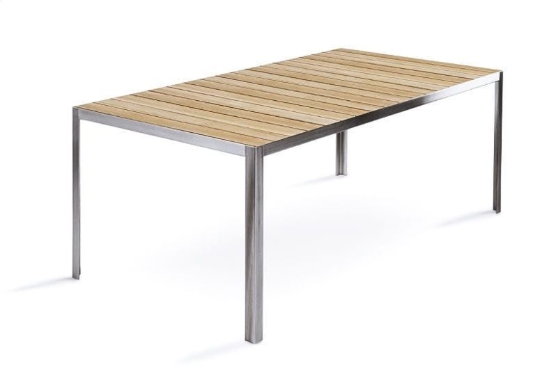 Contemporary Dining Table / Teak / Brushed Metal / Chrome Steel For 2018 Brushed Metal Dining Tables (View 15 of 20)