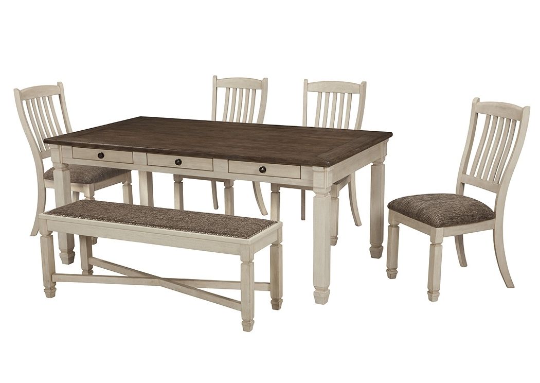 Craftsman 5 Piece Round Dining Sets With Uph Side Chairs Regarding Recent Scott's Furniture Bolanburg Antique White Rectangular Dining Room (View 15 of 20)