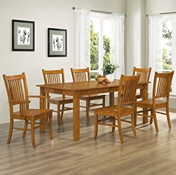 Craftsman 7 Piece Rectangular Extension Dining Sets With Arm & Uph Side Chairs Intended For Most Up To Date Amazon – Coaster Home Furnishings 7 Piece Mission Style Solid (Photo 6 of 20)