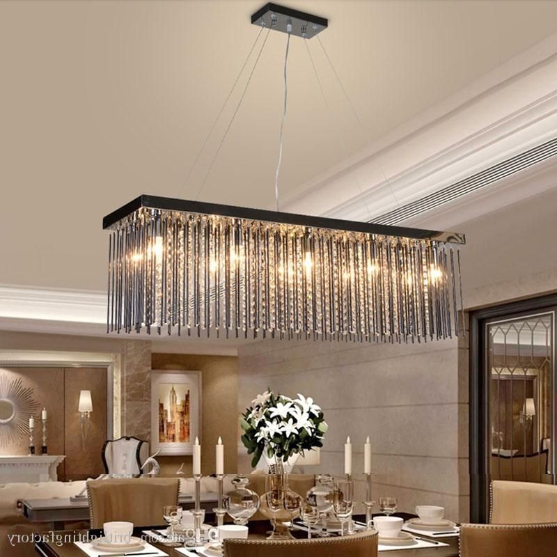 Crystal Lamp Rectangular Dining Room Pendant Lights Hotel Dining Pertaining To Most Popular Dining Tables Lights (View 17 of 20)